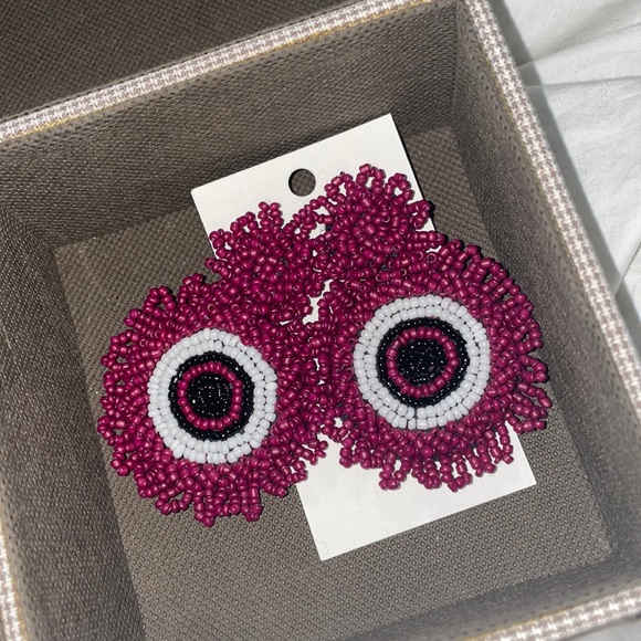 New Burgundy Simple Bead Earring - Picture 2 of 3